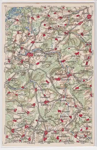 903475 Landkarten Ak Wona-Karte D Schleiz, Mühltroff, Gefell, Tanna usw.