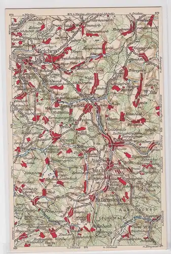 903477 Landkarten Ak Wona-Karte D Reichenbach, Auerbach, Mylau, Treuen usw.