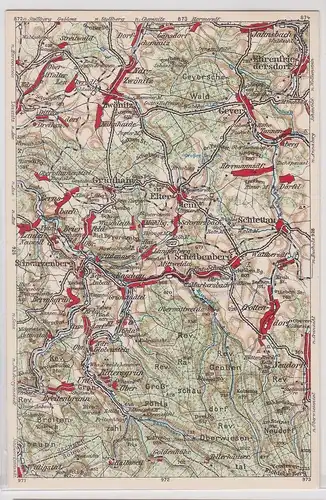 903478 Landkarten Ak Wona-Karte D Schwarzenberg, Zwönitz, Grünhain usw.