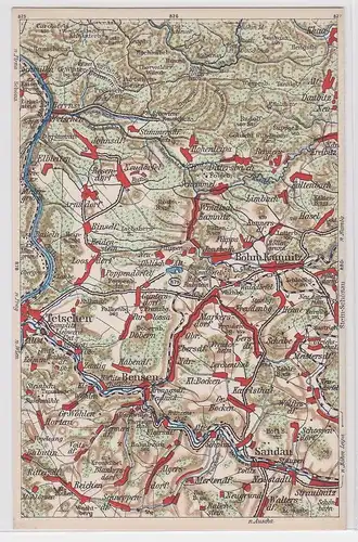 903817 Landkarten Ak Wona-Karte Tetschen, Böhm.Kamnitz, Bensen, Sandau usw.