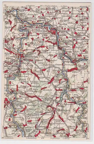 903821 Landkarten Ak Wona-Karte C Döbeln, Waldheim, Mittweida, Roßwein usw.