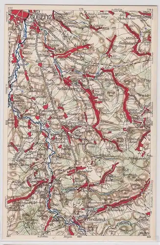 903339 Landkarten Ak Wona-Karte C Görlitz, Seidenberg, Friedland usw.