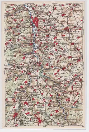 903340 Landkarten Ak Wona-Karte D Gera, Weida, Ronneburg usw.