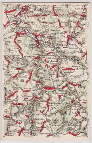 903342 Landkarten Ak Wona-Karte C Frankenberg, Flöha, Augustusburg usw.