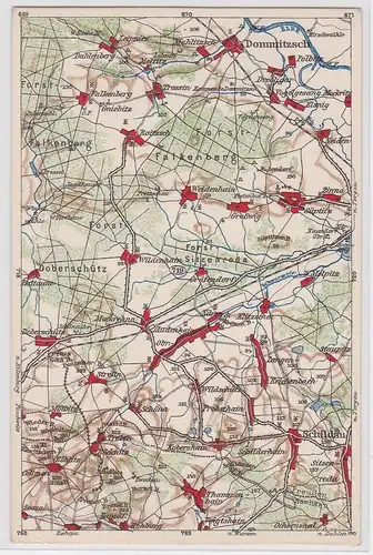 903344 Landkarten Ak Wona-Karte D Dommitzsch, Falkenberg, Schildau usw.