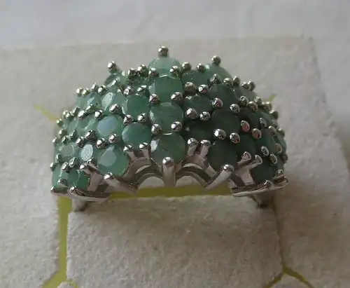 hochwertiger 925er Sterling Silber Ring mit mint grünem Edelstein (125708)
