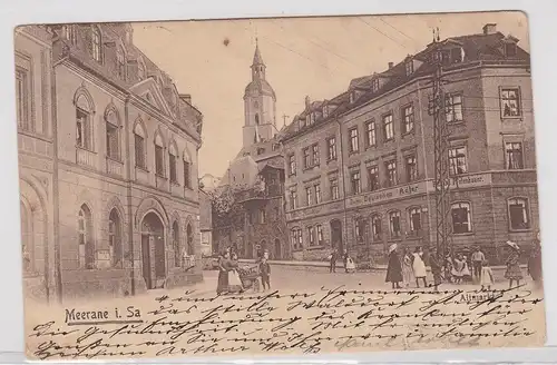 50531 AK Meerane - Straßenansicht mit Gaststätte Zum Deutschen Adler 1905