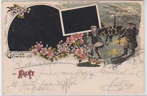 902374 Lithografie AK Gruss aus Kranichfeld bei Nacht 1899