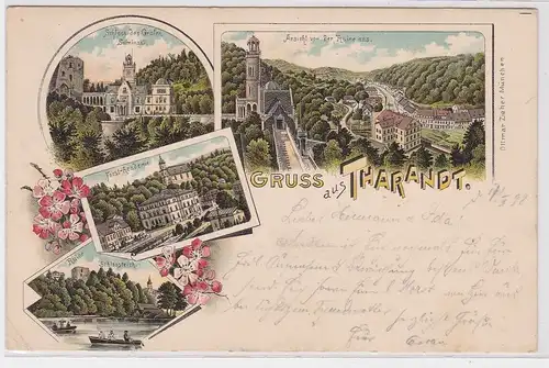 82355 AK Gruss aus Tharandt - Schloss, Forst-Academie, Ruine, Schlossteich 1898