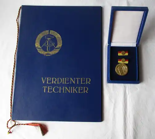 DDR Ehrentitel Verdienter Techniker des Volkes + Urkunde 1986 (130703)