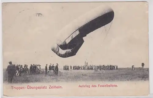 59282 AK Truppen-Übungsplatz Zeithain - Aufstieg des Fesselballons 1906