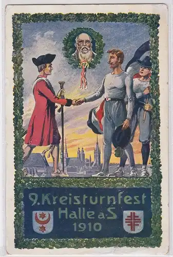 902517 AK Offizielle Festkarte 9. Kreisturnfest Halle an der Saale 1910