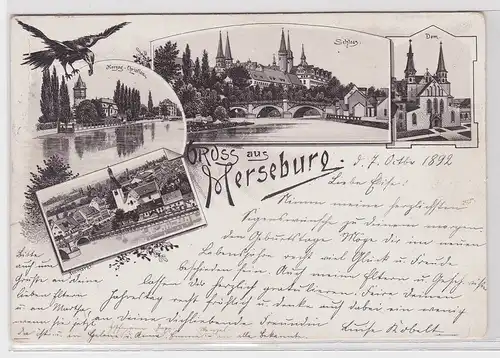 902720 AK Gruss aus Merseburg - Schloss, Dom, Neumarkt, Herzog Christian 1892