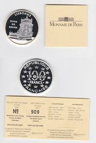 100 Franc Silber Münze Frankreich Bedeutende Bauwerke 1997 (154346)