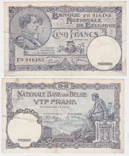 5 Franc Banknote Belgien 22.3.1938 (131810)