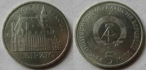 DDR Gedenk Münze 5 Mark Leipzig Thomaskirche 1984 Stempelglanz (141349)