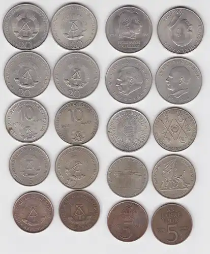 10 DDR Gedenkmünzen Buchenwald, Pieck, Warschauer Vertrag usw. (148089)