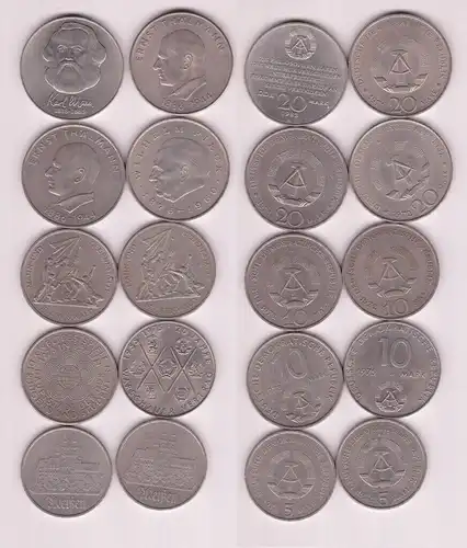 10 DDR Gedenkmünzen Buchenwald, Thälmann, Pieck, Weltfestspiele, usw. (153539)