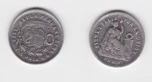 1 Dinero Silber Münze Peru 1875 ss (152661)