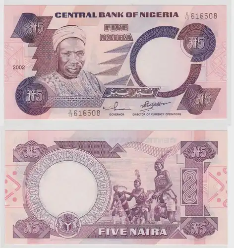 5 Naira Banknote Central Bank of Nigeria 2002 P.24g kassenfrisch UNC (151822)