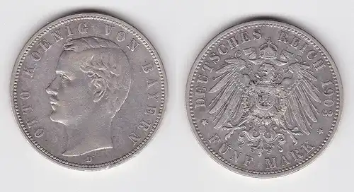 5 Mark Silbermünze Bayern König Otto 1903 Jäger 46 ss+ (150273)