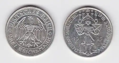 Silber Münze 3 Mark 1000 Jahre Stadt Meißen 1929 E (152600)
