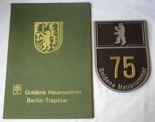 DDR Goldene Hausnummer 75 + Urkunde Baumschulenstraße 75 Verleihung 1988 /163956