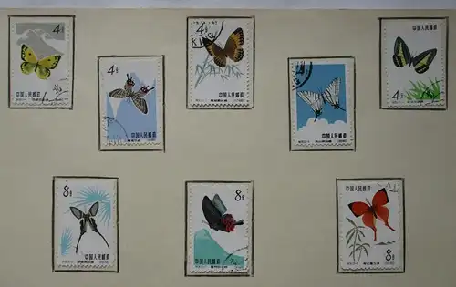 VR China 1963 Briefmarken Schmetterlinge Michel 689-698,726-735 gest. (163034)