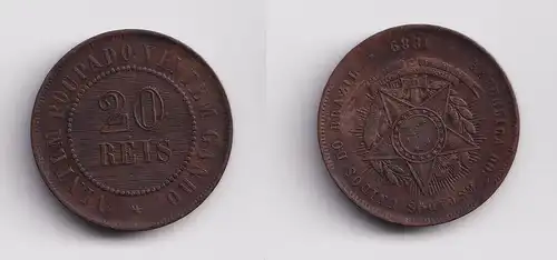 20 Reis Kupfer Münze Brasilien 1889 ss+ (154234)