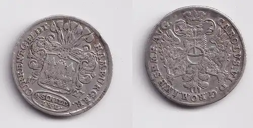 8 Schilling Silber Münze Hamburg 1727 IHL f.ss (152114)