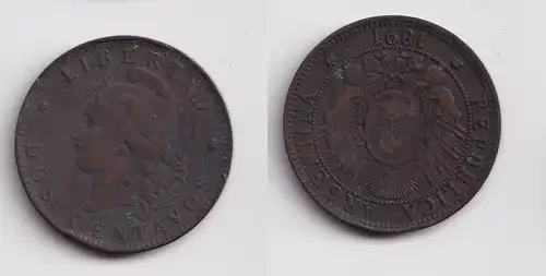 2 Centavos Kupfer Münze Argentinien 1891 (159128)