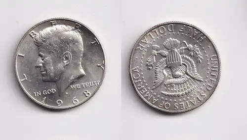 1/2 Dollar Silber Münze USA 1968 Stgl. (159701)