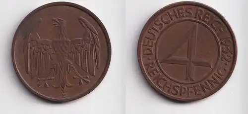4 Pfennig Kupfer Münze Weimarer Republik 1932 E "Brüning Taler" (150906)