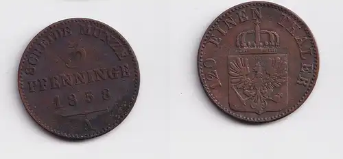 3 Pfennige Kupfer Münze Preussen 1858 A ss (156478)