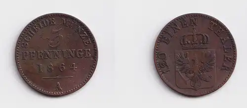 3 Pfennige Kupfer Münze Preussen 1864 A ss (159309)