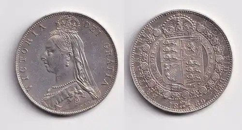 1/2 Crown Silber Münze Großbritannien 1889 Victoria vz (152609)