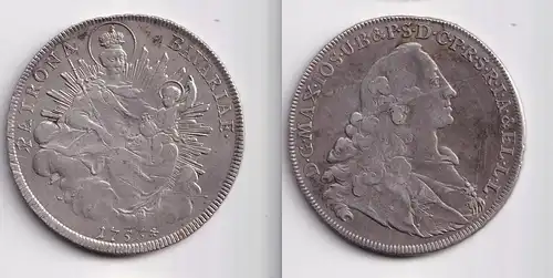 1 Taler Silber Münze Bayern 	Maximilian III Joseph 1756 Madonnentaler (152038)