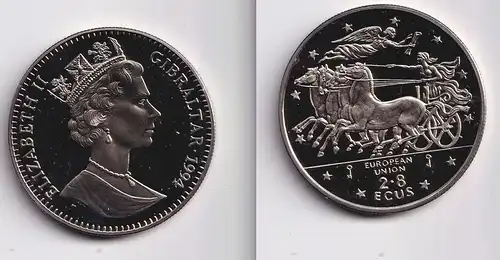 2.8 ECUS Kupfer Nickel Münze Gibraltar Europäische Union Quadriga 1994 (152406)