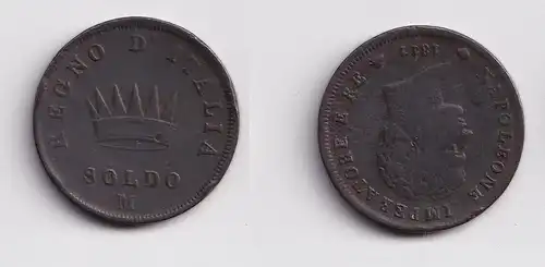1 Soldo Kupfer Münze Italien unter Napoleon 1811 M (157366)