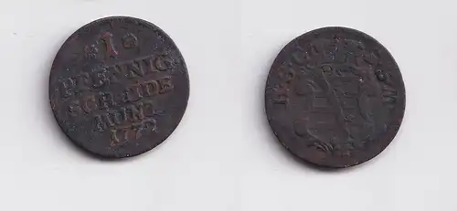 1 Pfennig Kupfer Münze Sachsen Meiningen 1772 (156415)