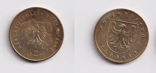 2 Zloty Messing Münze Polen  Woiwodschaft Schlesien 2004 Stgl. (150417)