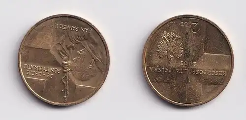 2 Zloty Messing Münze Polen Pabst Johannes Paul II 2003 (150108)