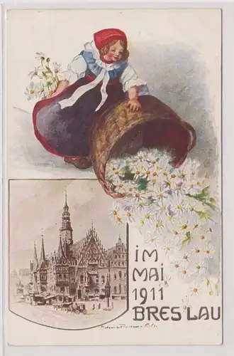 89756 Künstler Ak Margueritentag Breslau im Mai 1911 - Breslauer Blumentag