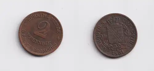 2 Pfennig Kupfer Münze Sachsen-Coburg-Gotha 1851 F ss (153319)