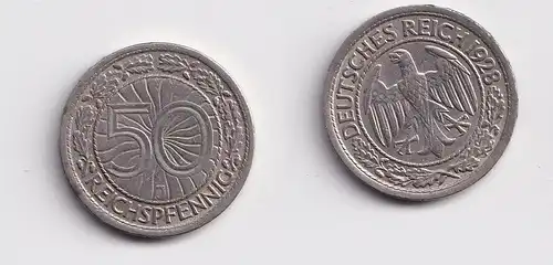50 Pfennig Nickel Münze Weimarer Republik 1928 J (152285)