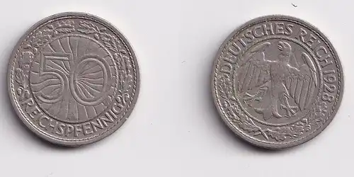 50 Pfennig Nickel Münze Weimarer Republik 1928 A (151279)