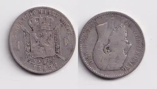1 Franc Silber Münze Belgien 1887 f.ss (156516)