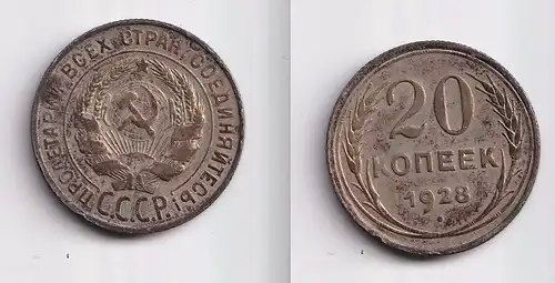 20 Kopeken Silber Münze Russland 1928 ss (151842)