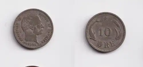 10 Öre Silber Münze Dänemark 1894 Delphin (141714)