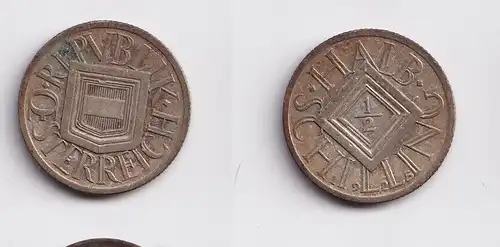 1/2 Schilling Silber Münze Österreich Wappen 1925 f.vz (145936)